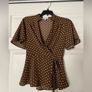 Polka Dot Wrap Blouse